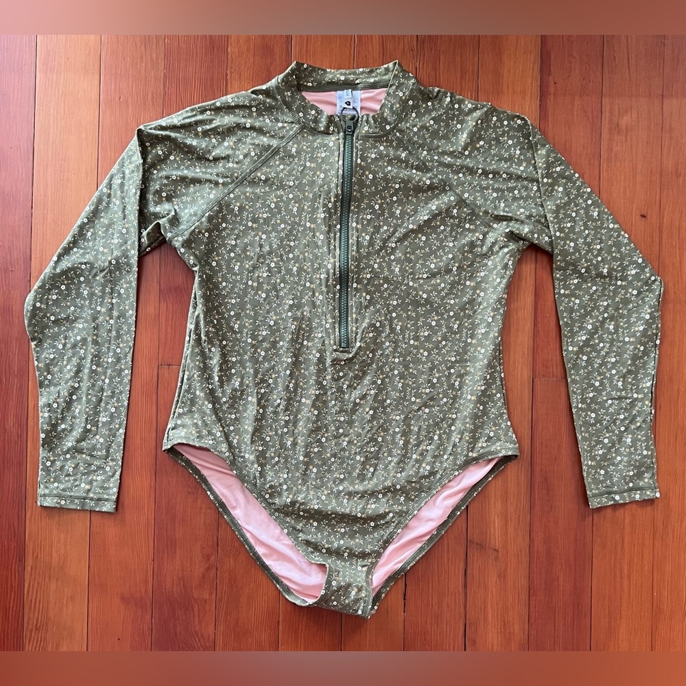 Madewell Olive Star Print One Piece Swimsuit